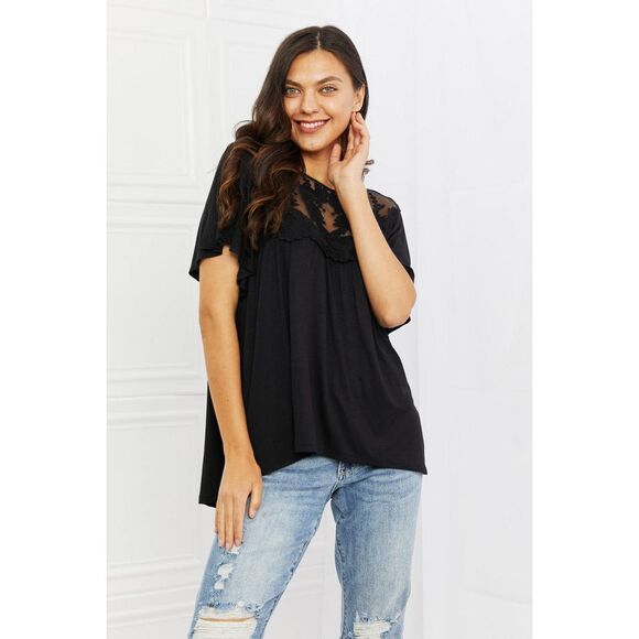 Culture Code Ready To Go Full Size Lace Embroidered Top In Black - Picture 3 of 6